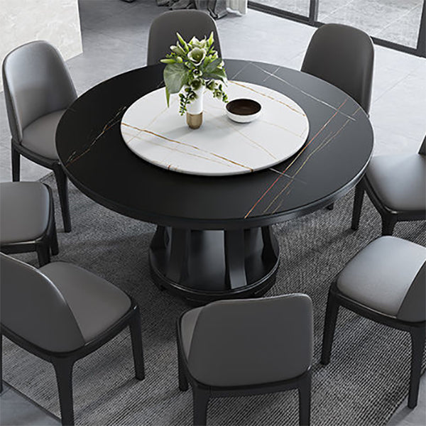 Rubberwood Solid Wood Pedestal Dining Table Convertible Dining Table