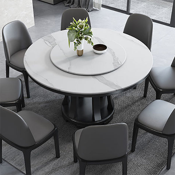 Rubberwood Solid Wood Pedestal Dining Table Convertible Dining Table