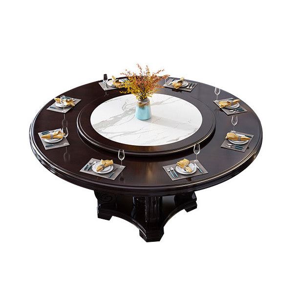 Pedestal Dining Table Solid Wood Convertible Table for Dining Room