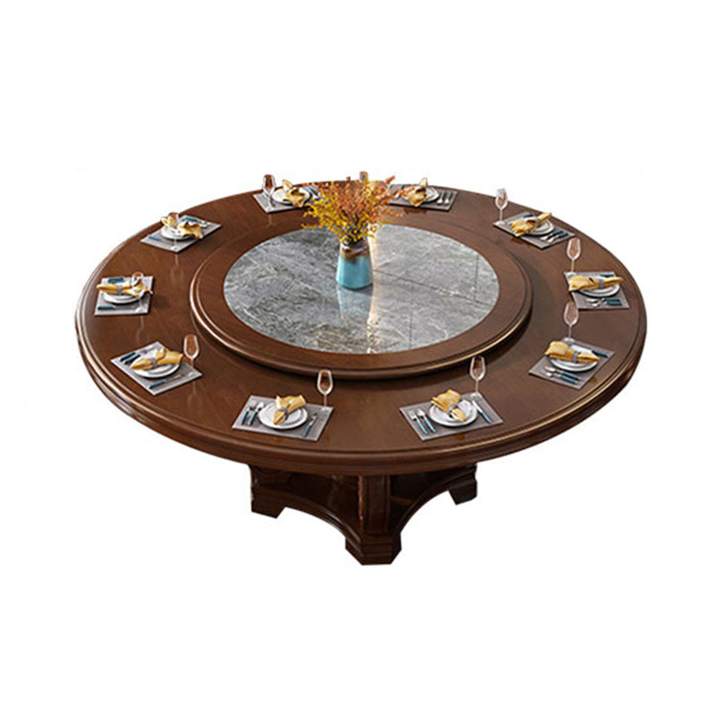Pedestal Dining Table Solid Wood Convertible Table for Dining Room