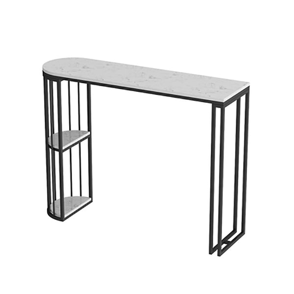 Free Form Double Pedestal Bar Dining Table Modern Stone and Metal Bar Table
