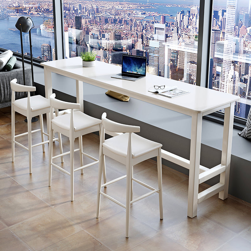 Modern Style Rectangle Bar Table Solid Wood Fixed Bistro Bar Desk for Living Room