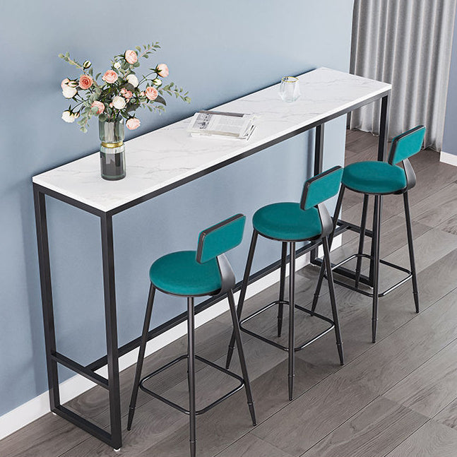 Glam Indoor Bar Dining Table White Faux Marble Rectangle Counter Table