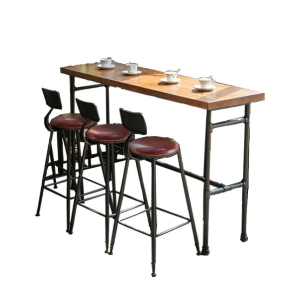Industrial Style Bar Dining Table Indoor Metal and Wood Bar Table