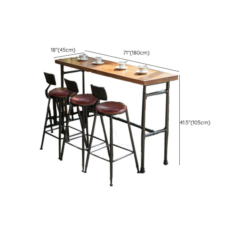 Industrial Style Bar Dining Table Indoor Metal and Wood Bar Table