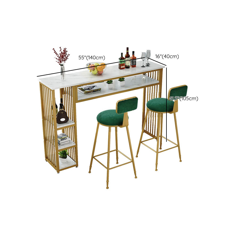 Glam Indoor Bar Dining Table Rectangle Bar Stool Table with Storage