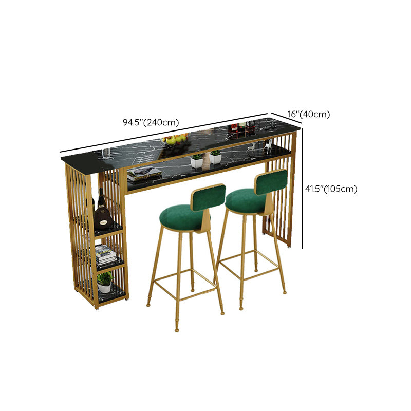 Glam Indoor Bar Dining Table Rectangle Bar Stool Table with Storage