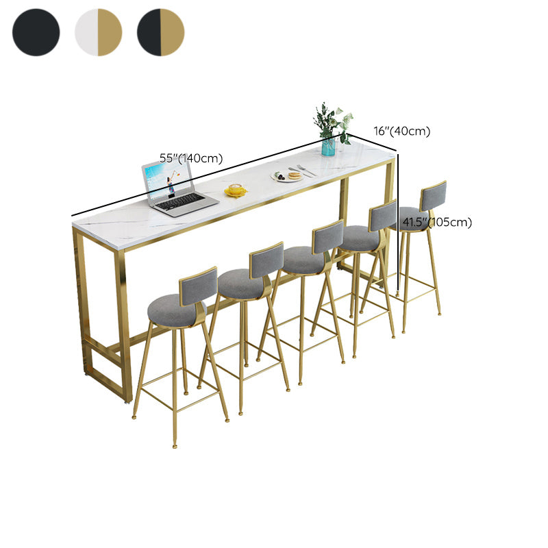 Glam Indoor Bar Dining Table Rectangle Bar Stool Table with Footrest