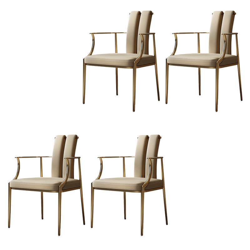 Glam Kitchen Dining Chair Gold Legs Upholstered Dining Arm Chair