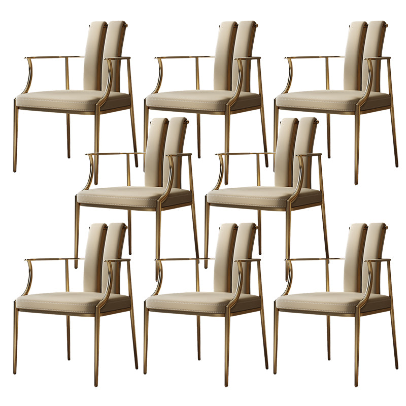 Glam Kitchen Dining Chair Gold Legs Upholstered Dining Arm Chair