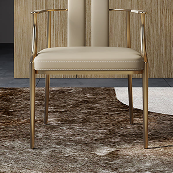 Glam Kitchen Dining Chair Gold Legs Upholstered Dining Arm Chair