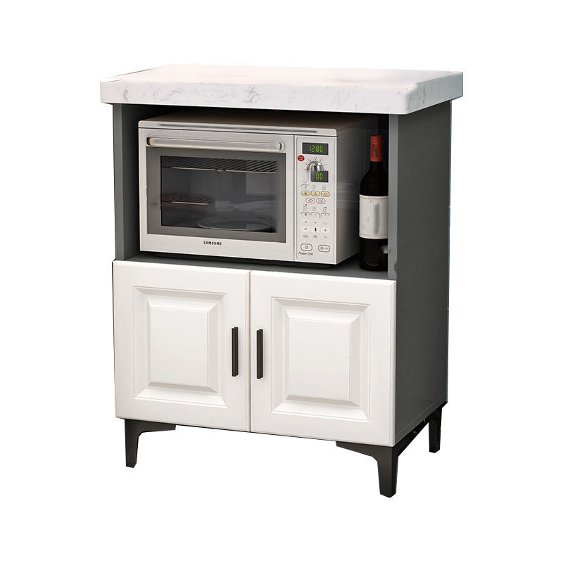 Modern Dining Room Island Table Marble Prep Table with Storage Cabinet