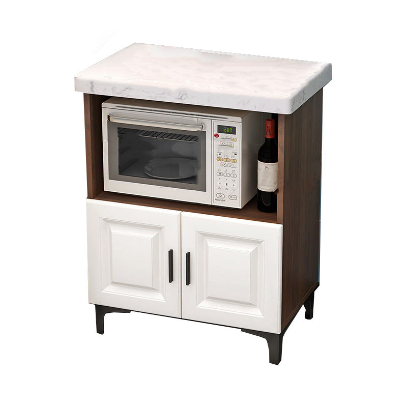 Modern Dining Room Island Table Marble Prep Table with Storage Cabinet