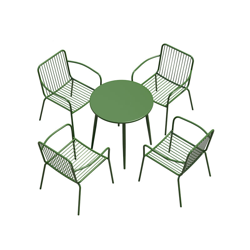Modern Outdoor Bistro Table Set 1/2/5/7 Pcs Green Metal Bistro Set