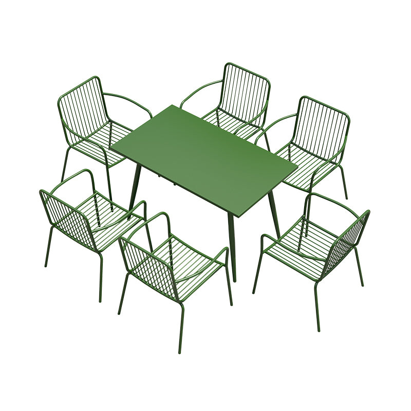 Modern Outdoor Bistro Table Set 1/2/5/7 Pcs Green Metal Bistro Set