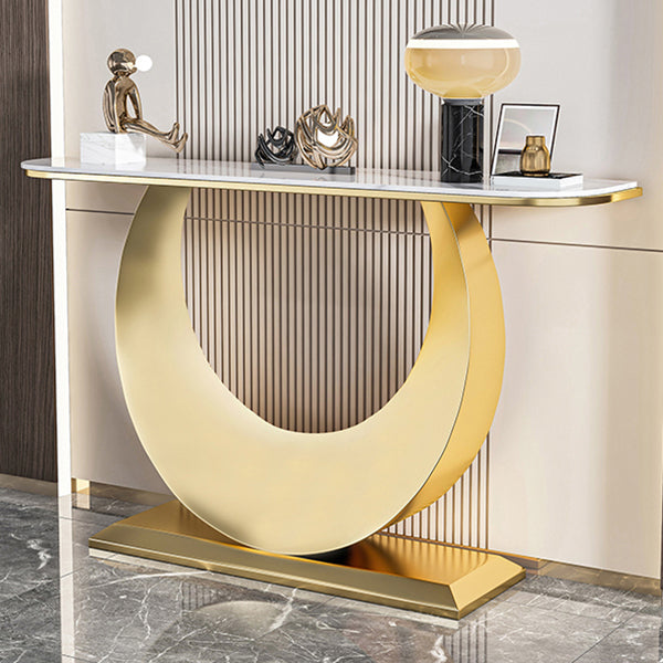 Glam Stone Accent Table Scratch Resistant Sofa Console Table for Hall