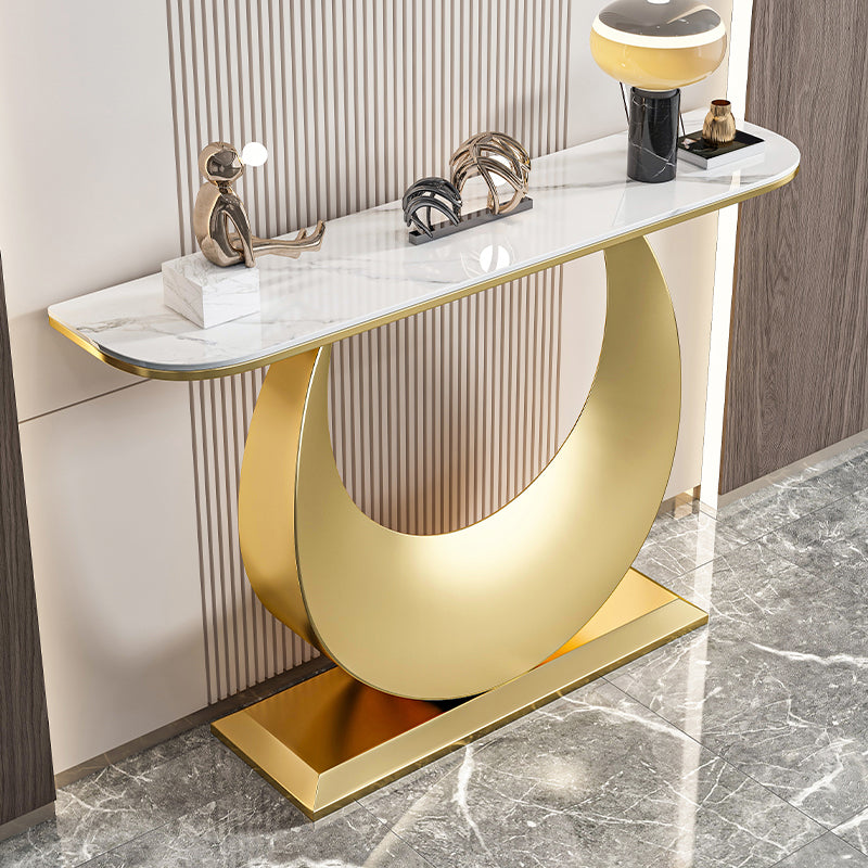 Glam Stone Accent Table Scratch Resistant Sofa Console Table for Hall