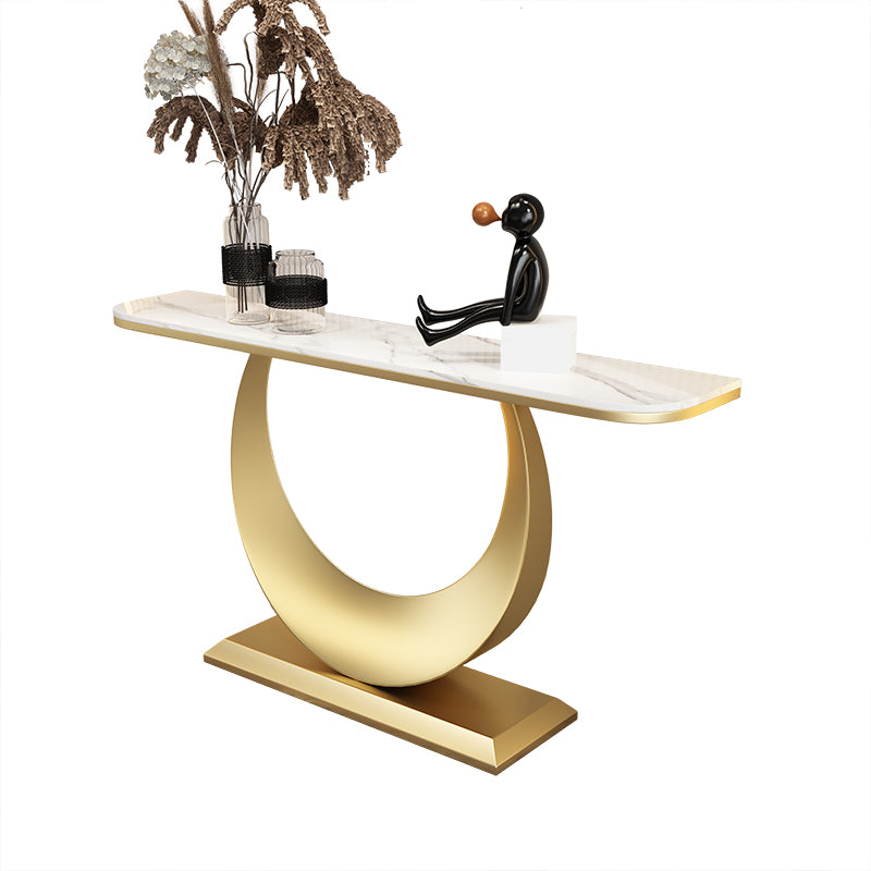 Glam Stone Accent Table Scratch Resistant Sofa Console Table for Hall