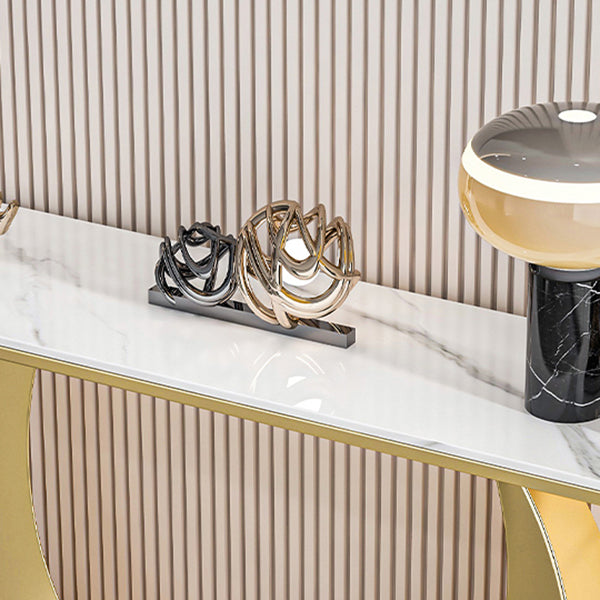 Glam Stone Accent Table Scratch Resistant Sofa Console Table for Hall