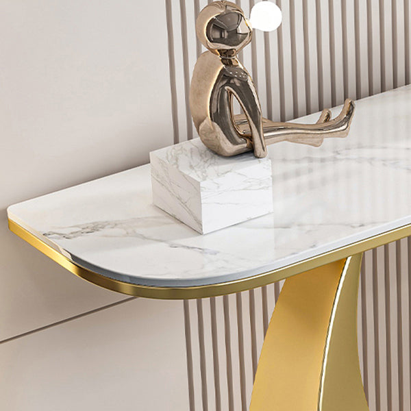Glam Stone Accent Table Scratch Resistant Sofa Console Table for Hall