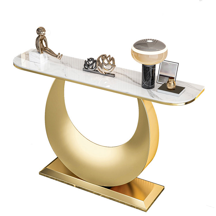 Glam Stone Accent Table Scratch Resistant Sofa Console Table for Hall