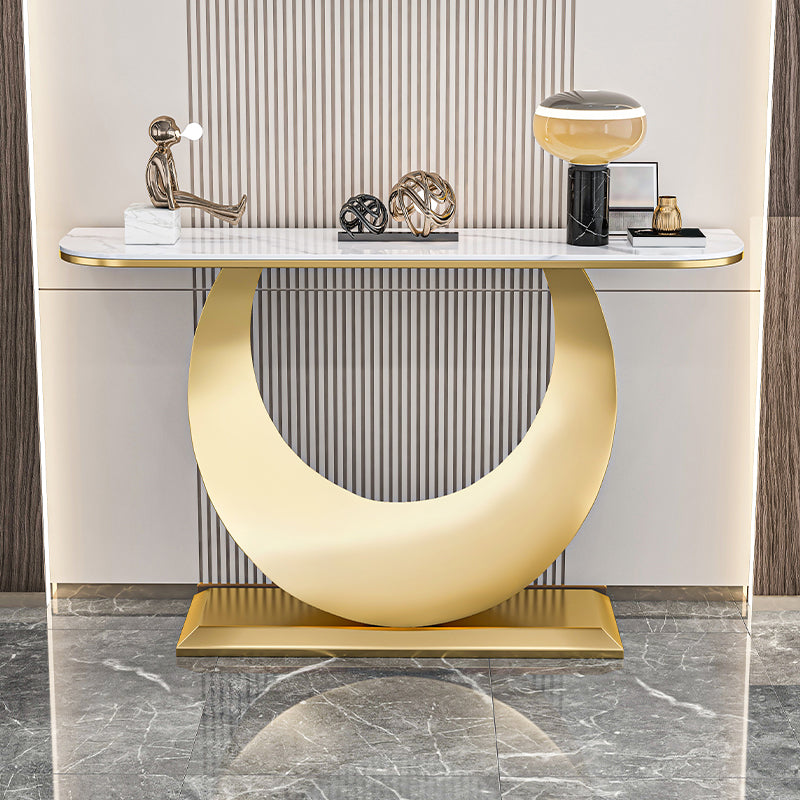 Glam Stone Accent Table Scratch Resistant Sofa Console Table for Hall