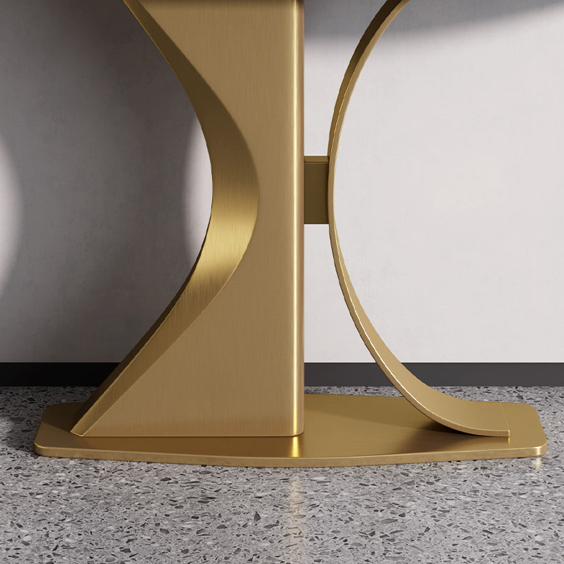Glam Stone End Table Half Moon Console Accent Table for Hall