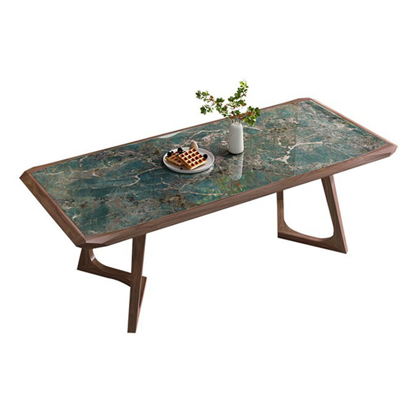 Stone Dining Set with Wooden Frame 1/4/5/7 Pcs Contemporary Dinette Set