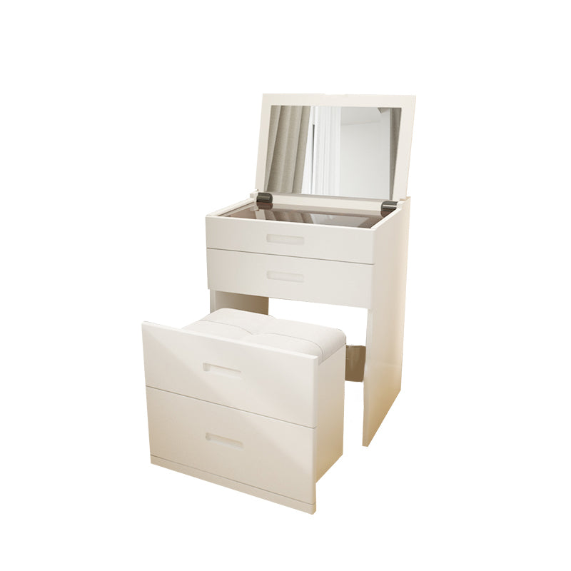 Contemporary White Makeup Vanity Desk Glass Vanity Dressing Table with Drawer