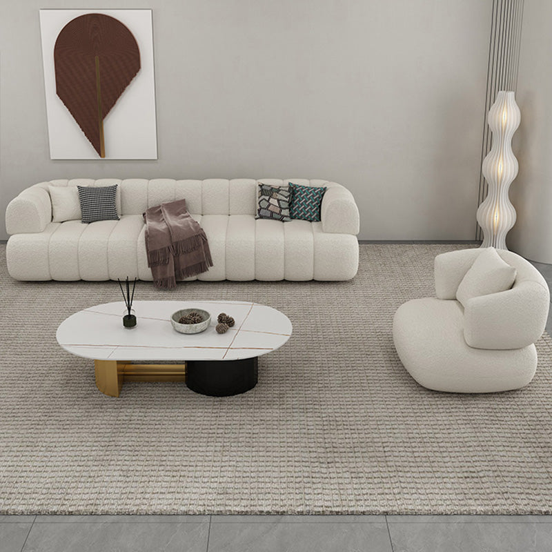 31" Wide Contemporary Sofa Fabric Pillows White Stationary Seating