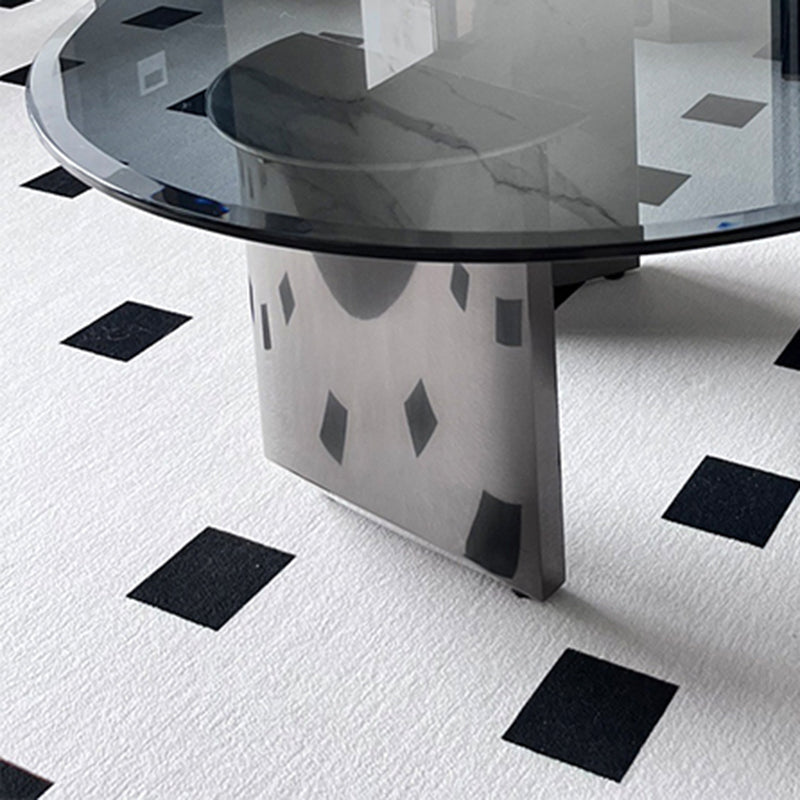 Black Glass Top Coffee Table Modern Round 3 Legs  Cocktail Table