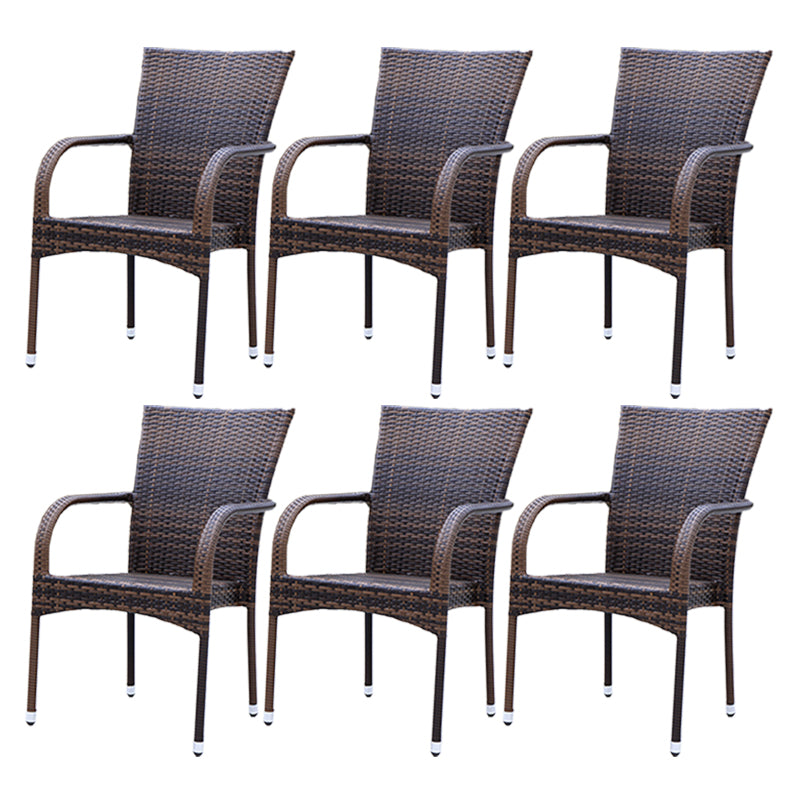 Tropical Brown Patio Dining Chair with Arm Outdoors Dining Chairs