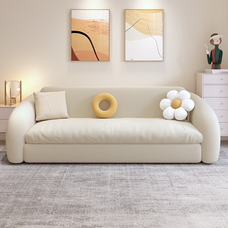 37" Wide Scandinavian Sofa Futon White Upholstered Foldable Sleeper Sofa
