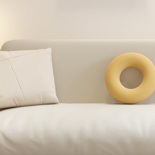 37" Wide Scandinavian Sofa Futon White Upholstered Foldable Sleeper Sofa