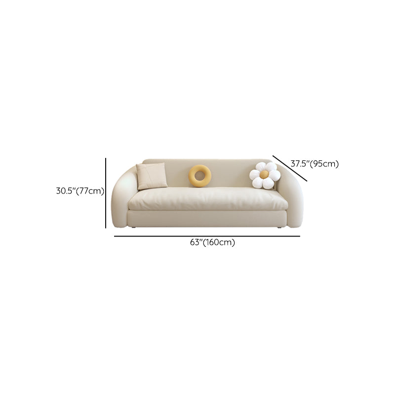 37" Wide Scandinavian Sofa Futon White Upholstered Foldable Sleeper Sofa