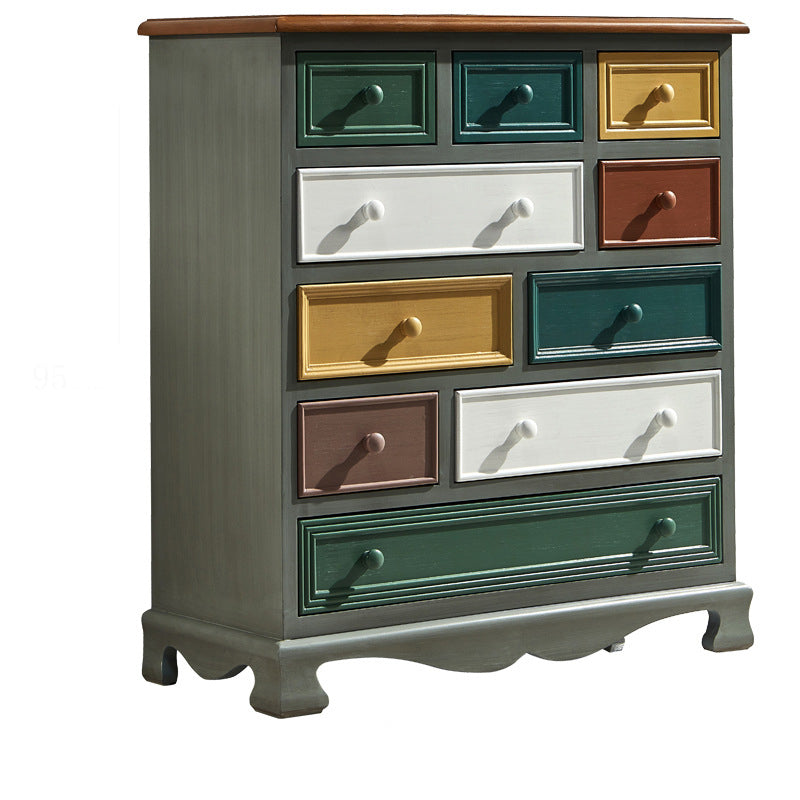 Coastal Storage Chest Dresser Solid Wood Dresser with Multi Drawers