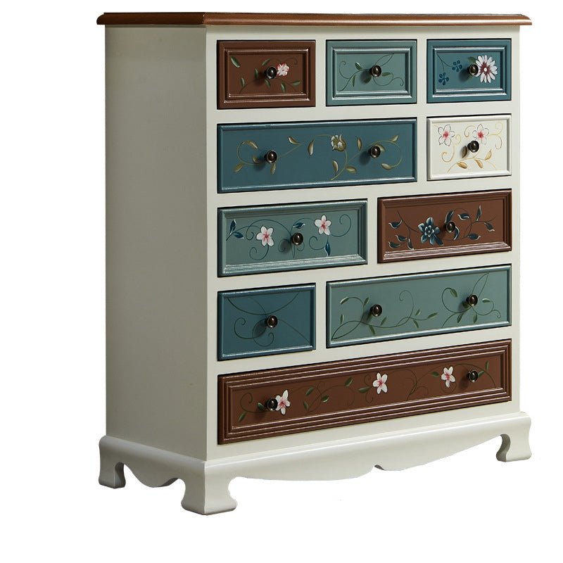 Coastal Storage Chest Dresser Solid Wood Dresser with Multi Drawers