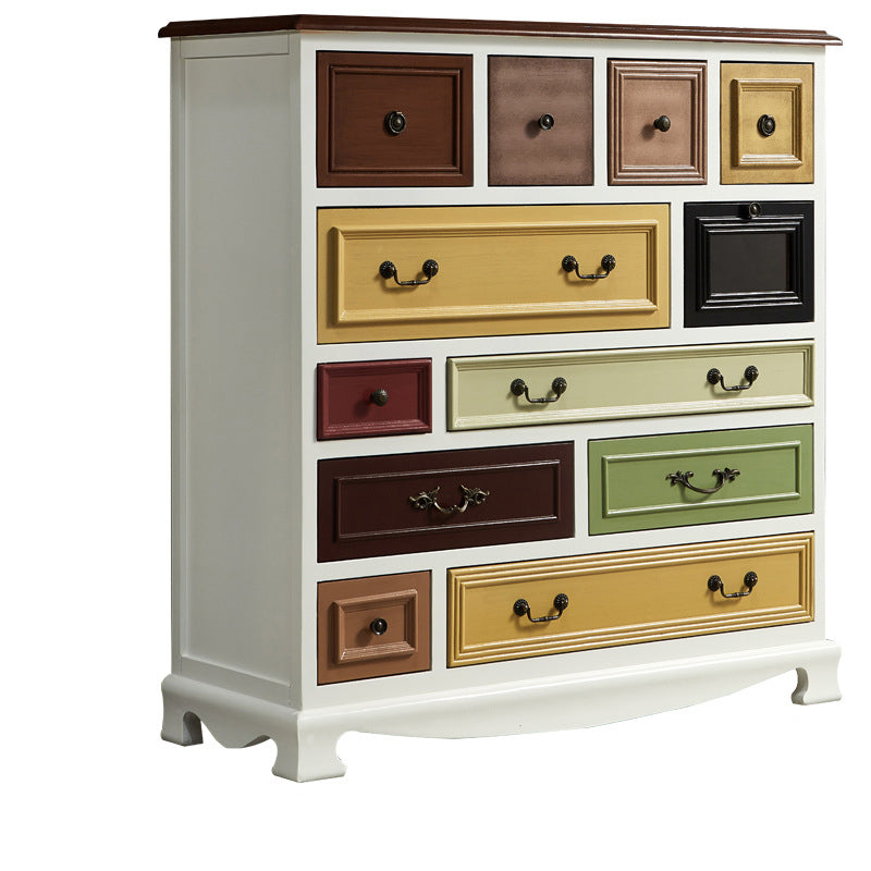 Coastal Storage Chest Dresser Solid Wood Dresser with Multi Drawers
