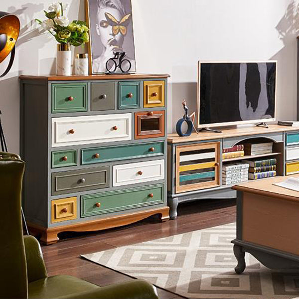 Coastal Storage Chest Dresser Solid Wood Dresser with Multi Drawers for Bedroom