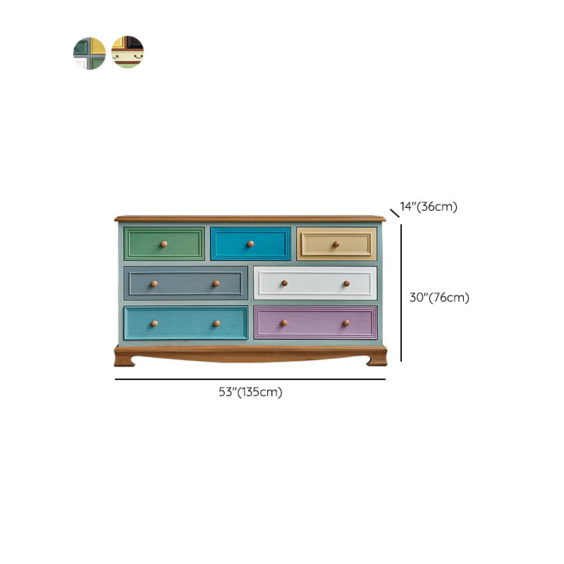 Coastal Storage Chest Dresser Solid Wood Dresser with Multi Drawers for Bedroom