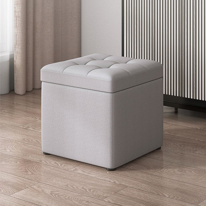 Modern Pouf Ottoman Cotton Upholstered Tufted Solid Color Square Ottoman with Storage