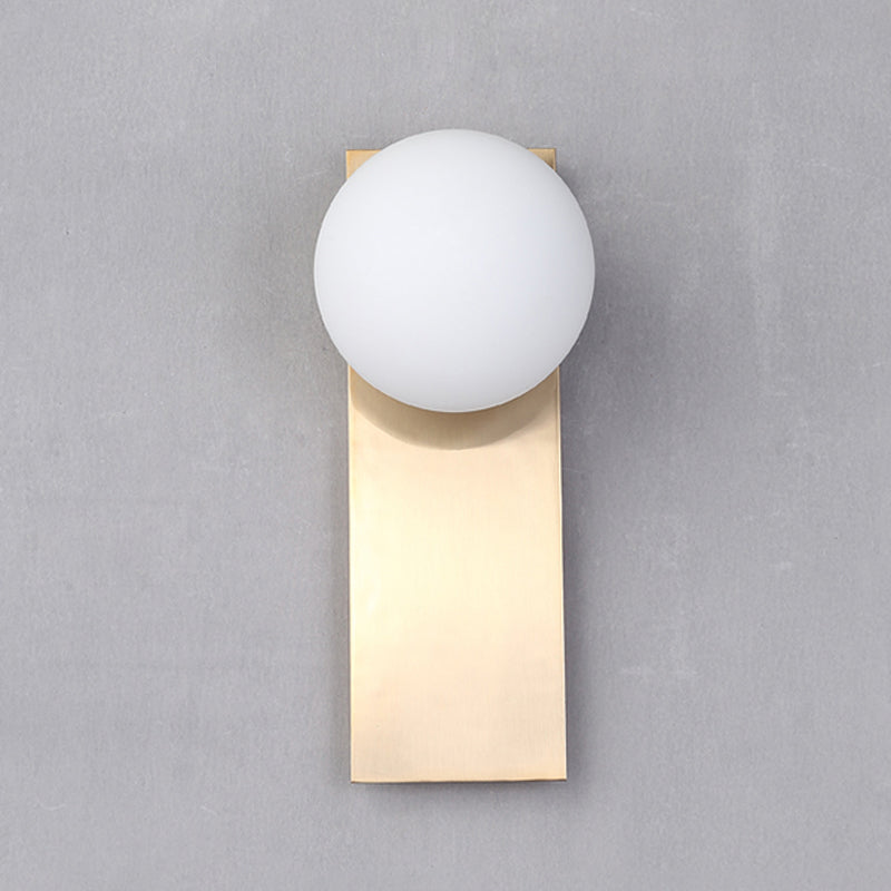 White Modern Metal Wall Sconce Ball Shape Wall Light with Glass Shade for Bedroom