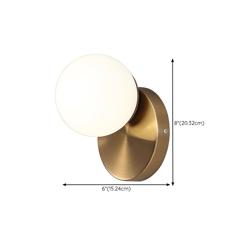 White Modern Metal Wall Sconce Ball Shape Wall Light with Glass Shade for Bedroom