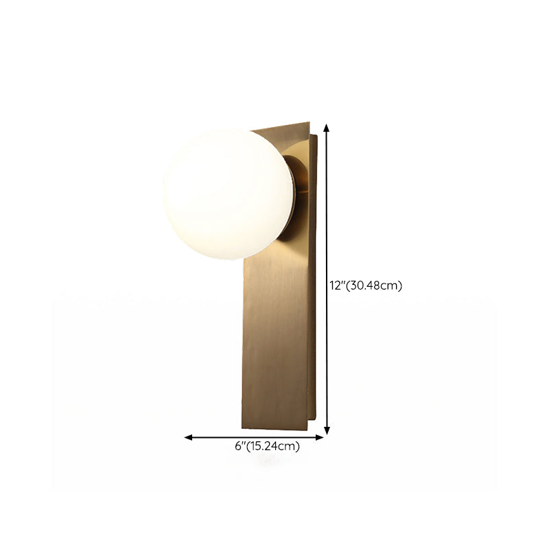 White Modern Metal Wall Sconce Ball Shape Wall Light with Glass Shade for Bedroom