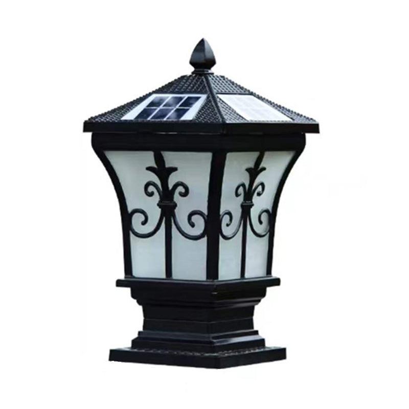Rectangular Shape Metal Solar Pillar Lamp Modern 1 Light Outdoor Light