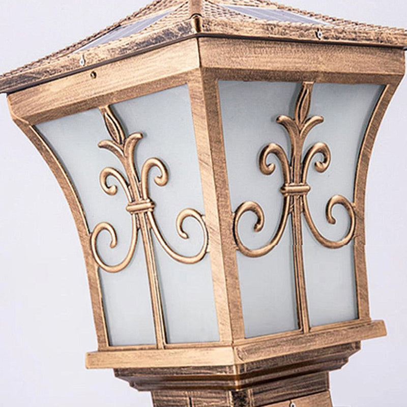 Rectangular Shape Metal Solar Pillar Lamp Modern 1 Light Outdoor Light