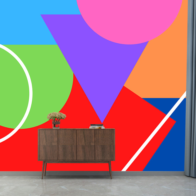Modern Style Illustration Mural Wallpaper Geometric Pattern Indoor Wall Mural