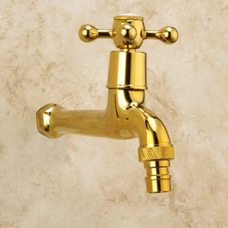 Glam Wall Mounted Bathroom Faucet Cross Handle Low Arc Circular Vessel Faucet