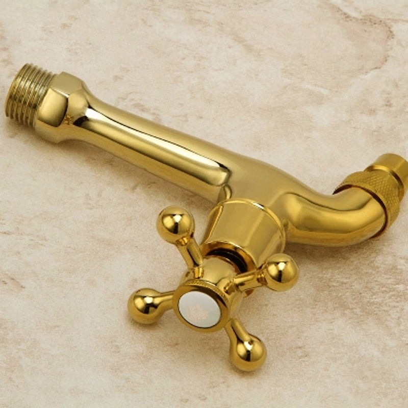 Glam Wall Mounted Bathroom Faucet Cross Handle Low Arc Circular Vessel Faucet