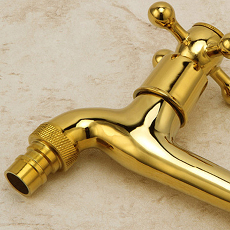 Glam Wall Mounted Bathroom Faucet Cross Handle Low Arc Circular Vessel Faucet